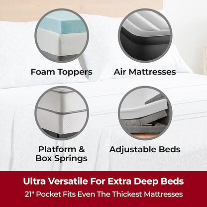 Mellanni Extra Deep Twin XL Sheets - 3 PC Iconic Collection Bedding - Luxury, Ultra Soft, Cooling Bed Sheets - Wrinkle, Fade, Stain Resistant (Twin Extra Long, Laced Sky Blue)