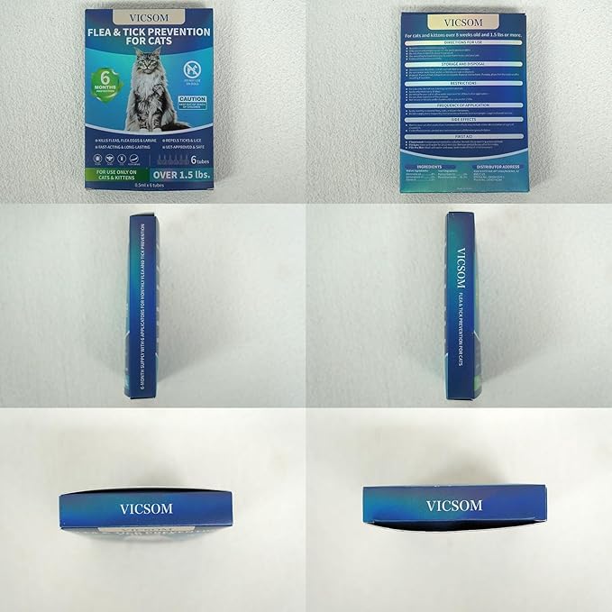 Flea Treatment for Cat Flea and Tick Prevention for Cats Kitten, 6-Month Supply, Cat Flea Treatment & Control, Repellent, Fast Acting Topical Drops for Cats, Over 1.5 lbs, 24-Hour Protect-Mewly Pet