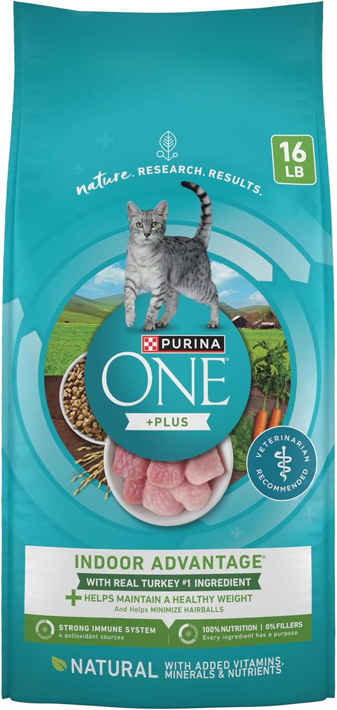 Purina ONE Natural, Low Fat, Weight Control, Indoor Dry Cat Food, +Plus Indoor Advantage - 16 lb. Bag-Mewly Pet