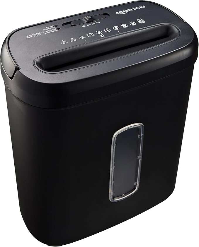 Amazon Basics 8-Sheet Cross Cut Paper Shredder and Credit Card Shredder - Black-Mewly Pet