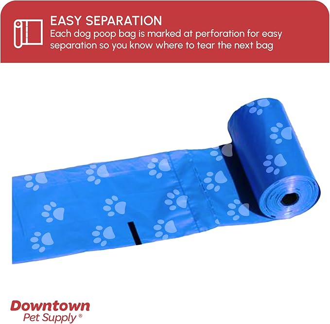 Downtown Pet Supply Rainbow Paw Print Poop Bags (520 CT & 2 Dispensers) - Leak-Proof, Unscented, Clips to Dog Leashes & Harnesses-Mewly Pet