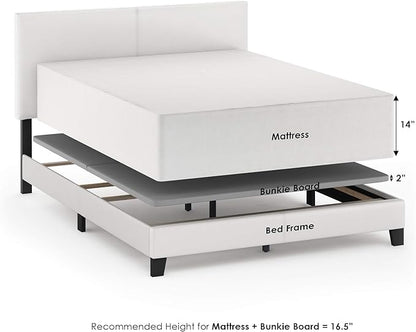 FURINNO Pessac PU Leather Upholstered Platform, Queen, White,FB19821QWH