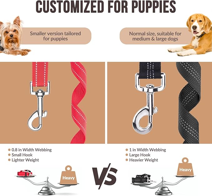 SlowTon Dog Seat Belt for Car, 2 Pack Dog Car Harness Seatbelt Adjustable with Elastic Bungee Buffer, 2 in 1 Pet Car Leash Headrest Restraint Dog Reflective Safety Tether (S, Red, Headrest+Clip)-Mewly Pet