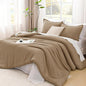 Litanika Taupe Comforter Set Full Size, 3 Pieces Solid Bedding Comforter Set, All Season Fluffy Bed Set (79x90In Comforter & 2 Pillowcases)