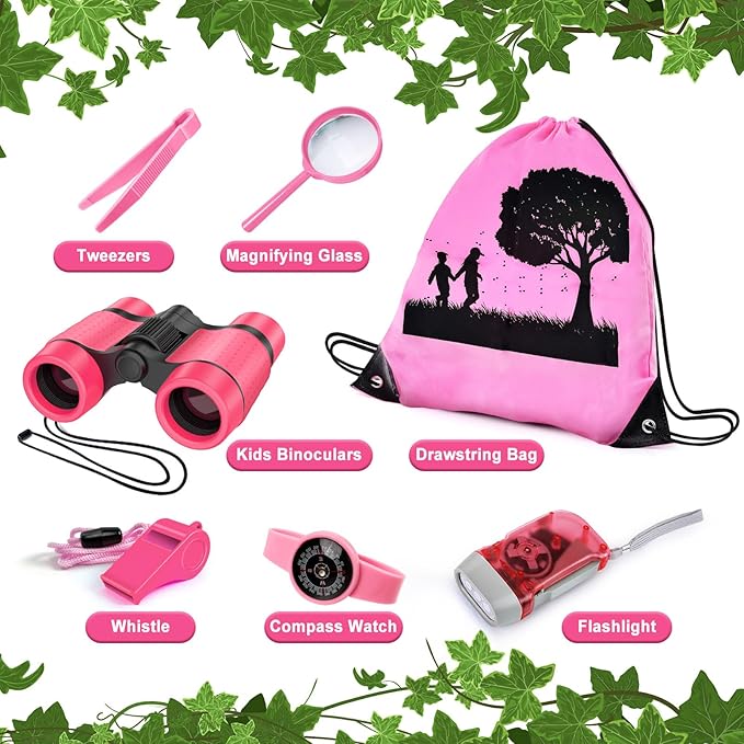 Kids Explorer Kit & Bug Catcher Kit, Camping Gear for Kids, Outdoor Exploration Set with Backpack & Binoculars, Ideal Outdoor Adventure Toys for Boys Girls 3-12-Mewly Pet