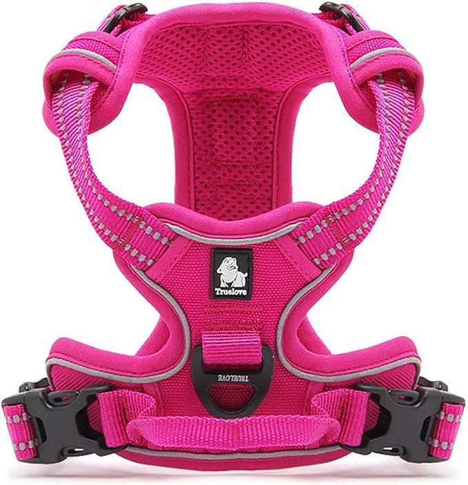 TRUE LOVE Adjustable No-Pull Dog Harness Reflective Pup Vest Harnesses Comfortable Control Brilliant Colors Truelove TLH5651(Fushcia,XL)-Mewly Pet
