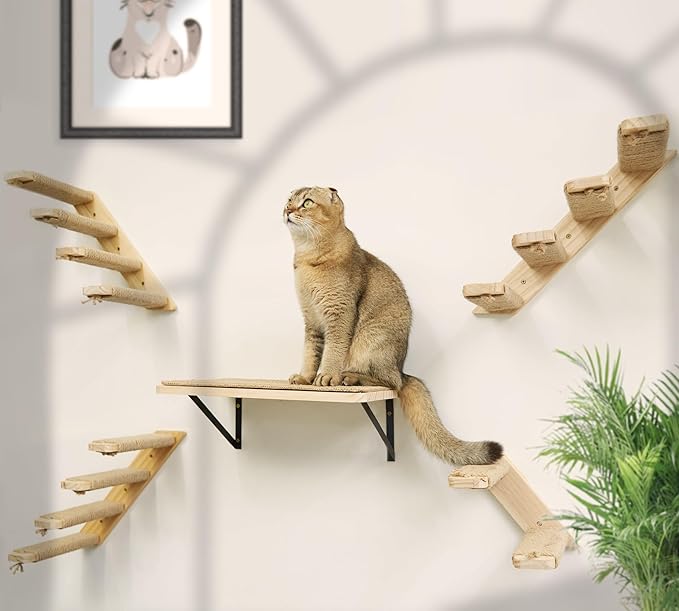 2PCS Cat Wall Shelves with Scratching Mat, 16.6x9.7 Inch Large Cat Wall Hammock Cats Furniture Shelf Window Perch Wall Mounted Beds for Household Pets Sleeping, Playing, Climbing-Mewly Pet