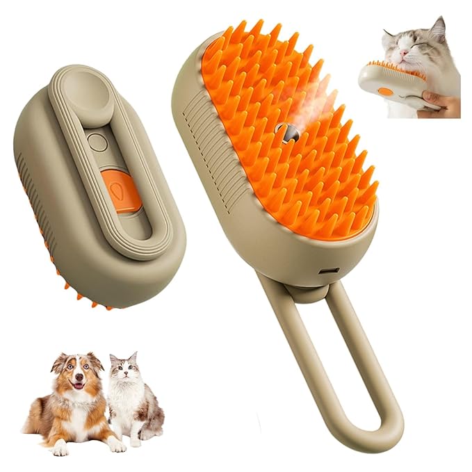 Cat Water Brush for Shedding,Water Comb for Dogs, Water Heat Grooming,3 in 1 Pet Comb For Dog Massaging,Hair Self Cleaning and Removal, Pet Hair Brush Steam For Indoor Cats and Dogs-Mewly Pet