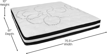 Flash Furniture Capri Comfortable Sleep 10 Inch CertiPUR-US Certified Hybrid Pocket Spring Mattress, King Mattress in a Box, White