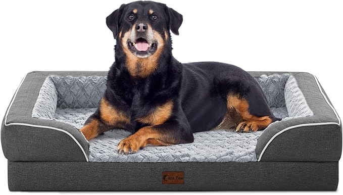Orthopedic Waterproof Dogs Bed for Extra Large Dogs, Memory Foam XL Dog Beds with Sides, Egg-Crate Foam and Non-Slip Bottom Jumbo Dog Couch Bed with Washable Removable Cover(Jumbo,Dark Grey)-Mewly Pet