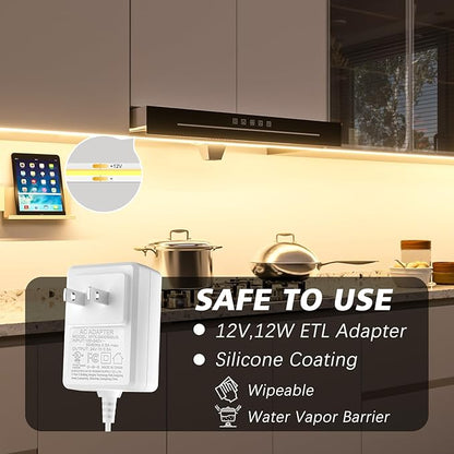 WOBANE Under Cabinet Lighting,Flexible COB LED Strip Light,Under Counter Lights for Kitchen,Mirror, Ceiling,Room,TV,Shelf,Closet,ETL Listed,6.6ft,640LEDs,4000K Natural White,900lm