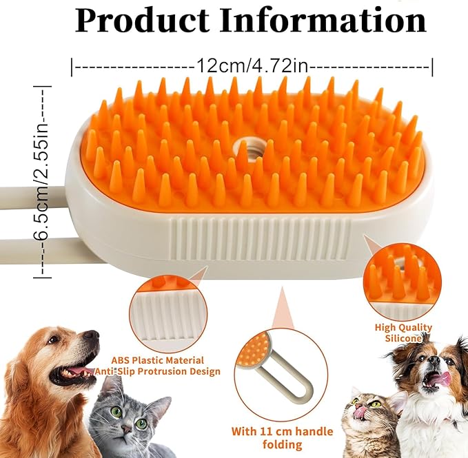 4-in-1 Cat Steam Brush for Shedding & Grooming, Spray Hair Removal Comb, Cat Brush for Massage, Pet Grooming Comb Hair Removal Tool for Cats and Dogs-Mewly Pet
