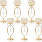 6 Pcs Gold Elegant Metal Crystal Tea Light Candle Holders with Crystal Pendants, Hollow Design - Wedding Table Centerpieces for Anniversary Birthday Party, Home Decor