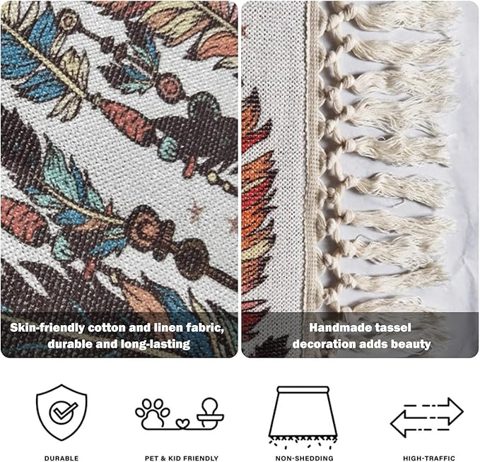 Boho Rug Rainbows Terracotta Colors Neutral Nursery Art Scandinavian Chic Area Washable Hallway Runner Meditation Mat Minimalist Home Decor for Living Room Bedroom Playroom Classroom, 4'x6