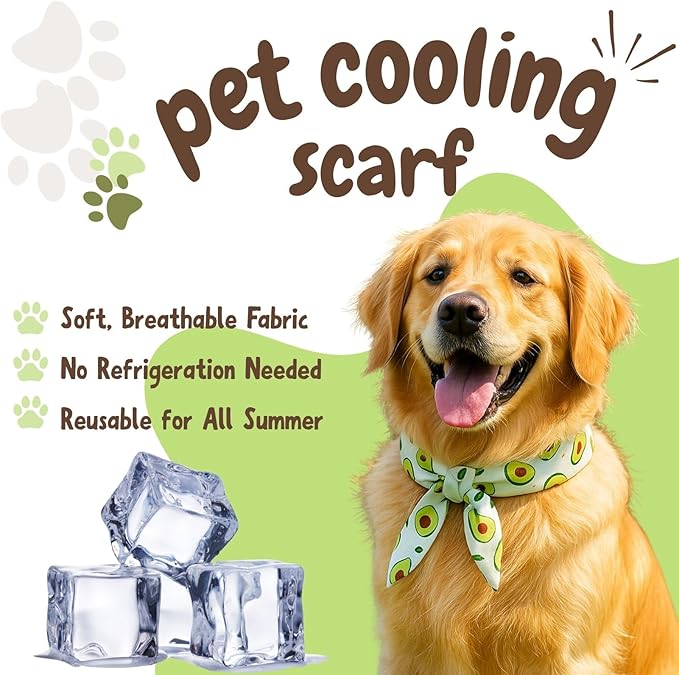 4pcs Cooling Scarf for Pets,Summer Cooling Scarves Keep Cats and Dogs Cool, Reused,Rrecycled,Suitable for Dogs (4pcs-Avocado)-Mewly Pet
