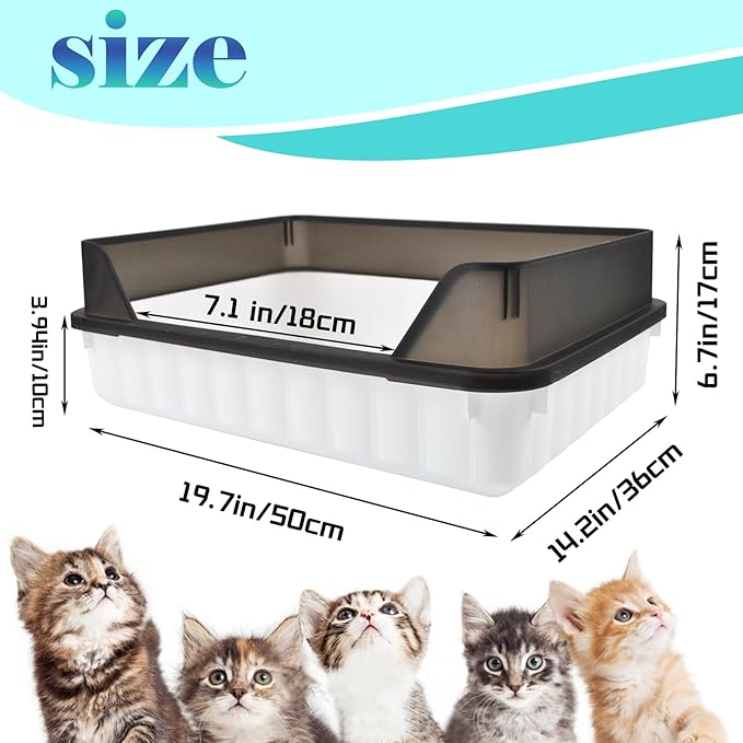 Large Cat Litter Box with High Sides,Semi Enclosed Cats Litter Box,Anti-Splashing Detachable Cat Litter Pan,Kitten Toilet with Litter Sifting Scoop for Big Middle Small Cats,Easy to Clean No Odor-Mewly Pet