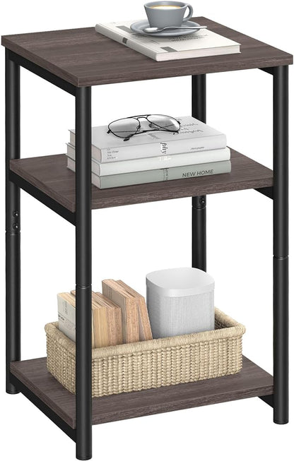 VASAGLE Side Table, Small End Table, Tall Nightstand for Living Room, Bedroom, Office, Bathroom, Chestnut Brown and Classic Black ULET273B74