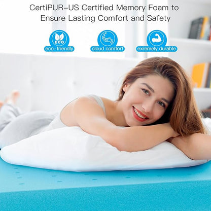 Airensky 3 Inch Memory Foam Mattress Topper, Cooling Gel Infused High Density King (76"x80") Topper with Removable Skin-Friendly Cover, Bed Topper for Pressure Relief Back Pain, CertiPUR-US Certified