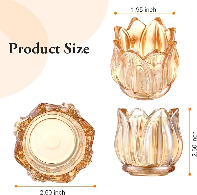 GOLDEAL 6Pcs Gold Votive Candle Holders, Thick Glass Tea Light Candle Holder Bulk, Tealight Candle Jars for Wedding Table Decor, Party Supplies, Bridal Shower Decorations, Centerpieces for Tables