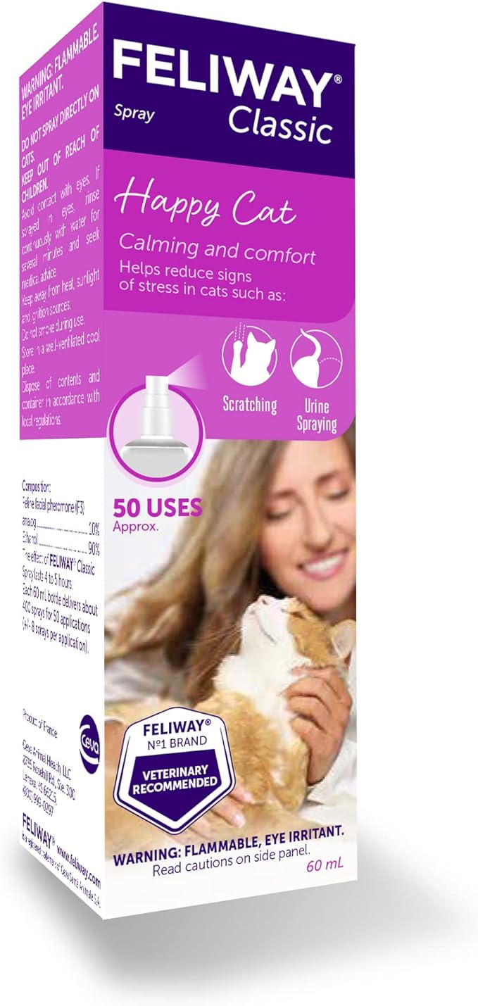 FELIWAY® Classic Cat Calming Spray, 60ml - Comforts Cats at Home and On the Go and Helps to Calm During Travel-Mewly Pet