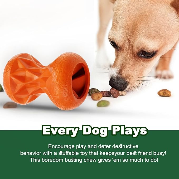 Rubber Dog Toys Treat Dispensing - Super Tough Treat Toys for Aggressive chewers Small, Medium and Large Dog Toys IQ Training (Orange)-Mewly Pet