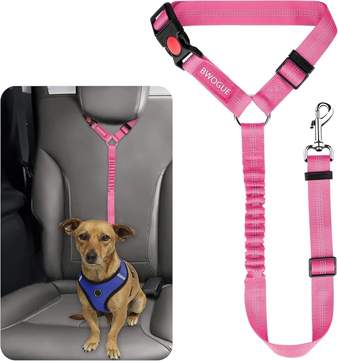 BWOGUE Pet Dog Cat Seat Belts, Car Headrest Restraint Adjustable Safety Leads Vehicle Seatbelt Harness (1 Pack)-Mewly Pet
