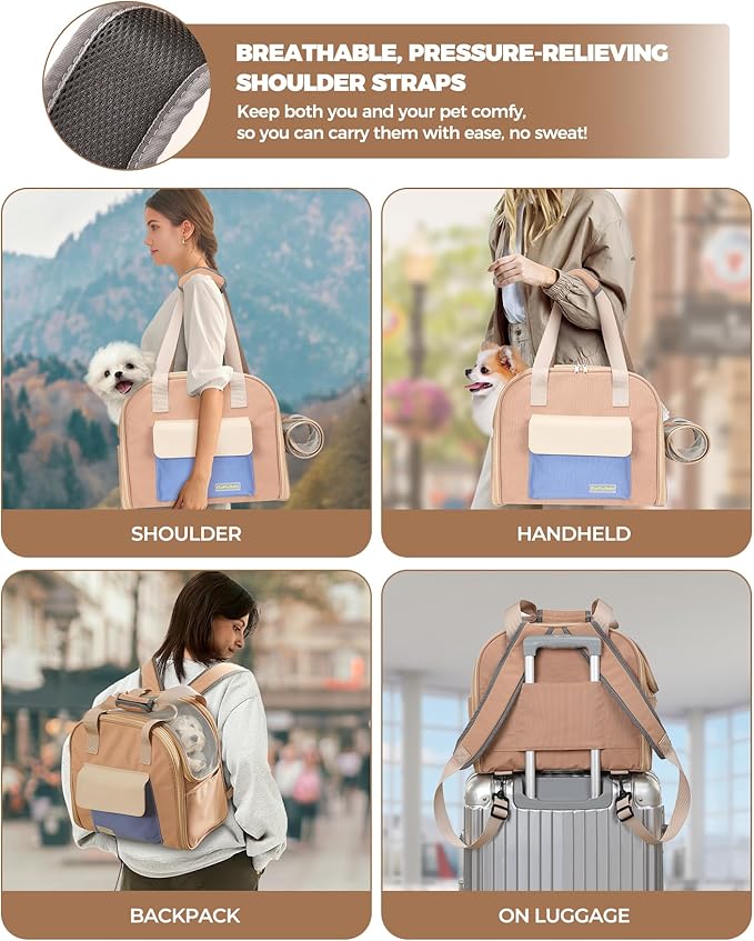 Expandable Pet Carrier Backpack, Cat Carrier Backpacks with Breathable Mesh for Cats Small Dogs Puppies Up to 25 Lbs Airline Approved Waterproof Travel Carrier with Safety Buckle for Hiking & Flights-Mewly Pet