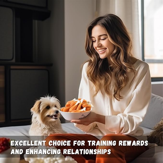 Dog Treats, Chicken Wrapped Calcium Bone Rawhide-Free Grain-Free Training Treats for Dogs Teeth Cleanning Breath Fresh Dog Chewy Snacks for Medium Large Dogs 10.6oz or 18-19 pcs-Mewly Pet