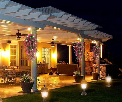 Fake Hanging Planta Faux Hanging Plants Indoor Artificial Decor outdoor Faux Plants UV Resistant Fake Hanging Plants for Wall House Room Patio Indoor Outdoor Home Shelf Office Wall Decor(Fuchsia)