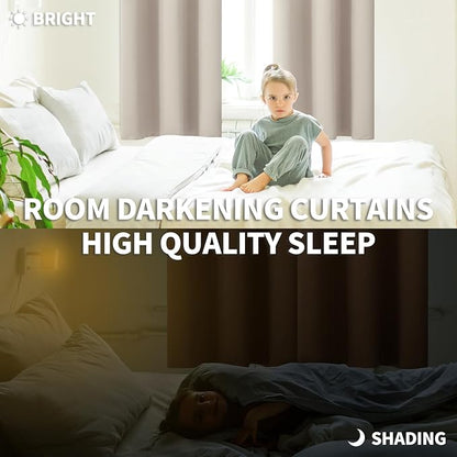 BGment Room Darkening Curtains 84 Inches Long - Grommet Thermal Insulated Drapes Window Treatment Curtains for Bedroom, 2 Panels, 70 x 84 Inch, Camel