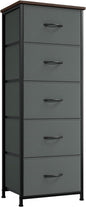 Somdot Dresser for Bedroom with 5 Drawers, Storage Organizer Chest of Drawers with Removable Fabric Bins for Closet Bedside Living Room Laundry Entryway Hallway, Charcoal Grey