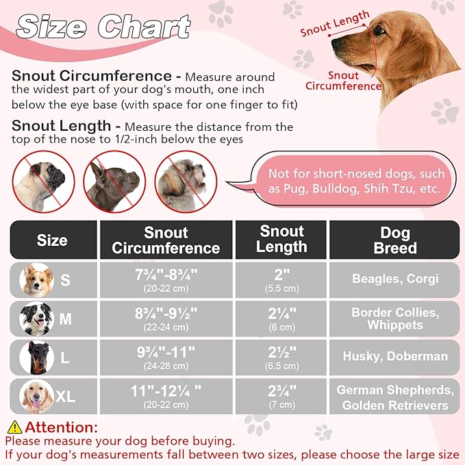 Dog Muzzle, Soft Air Mesh Muzzle for Small Medium Large Dogs Anti Biting Barking Chewing Scavenging, Breathable Adjustable Loop Pets Muzzle with Front Opening Design Allows Panting Drinking (Pink,XL)-Mewly Pet