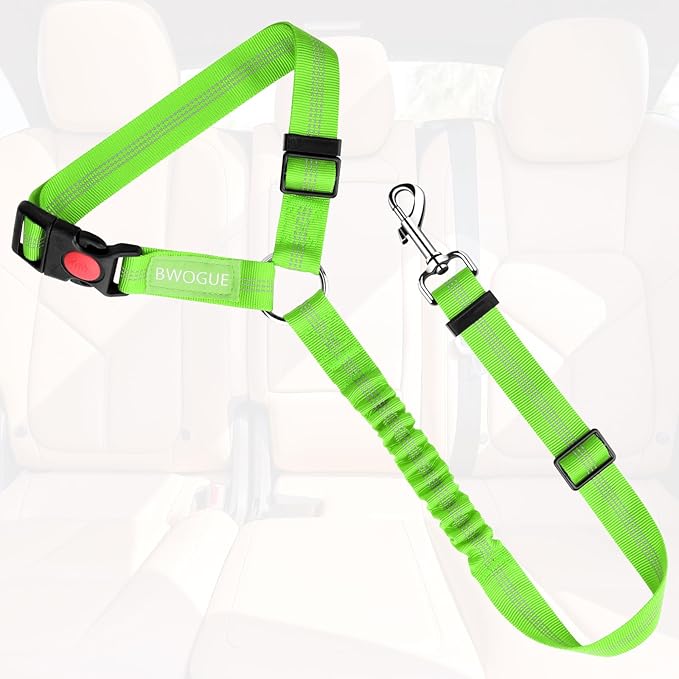 BWOGUE Pet Dog Cat Seat Belt Reflective Car Dog Headrest Restraint Leash Elastic Buffer Bungee Adjustable Tangle-Free Safety Leads Vehicle Seatbelt Harness for Small, Medium and Large Dogs (1 Pack)-Mewly Pet