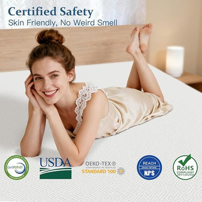 Airensky 4 Inch Memory Foam Mattress Topper, Cooling Gel Infused High Density King (76"x80") Topper with Removable Skin-Friendly Cover, Bed Topper for Pressure Relief Back Pain, CertiPUR-US Certified