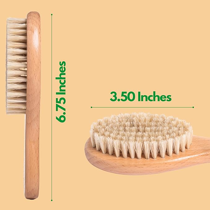 GranNaturals Boar Bristle Soft Cat Brush for Indoor, Outdoor, Short Haired Cats, Kittens, Small Dog, Rabbit, Furry Pets - Gentle Grooming on Sensitive Hair Coat & Tail with Durable Wooden Handle-Mewly Pet