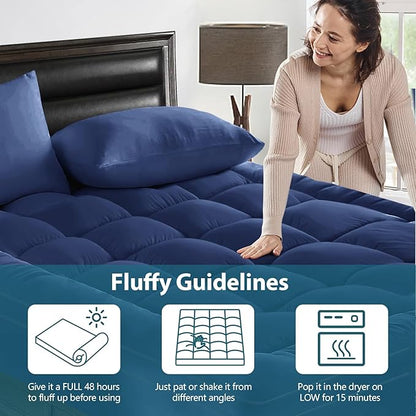CYMULA Twin XL Mattress Topper - Soft Cooling Mattress Pad for College Dorm Room Essentials - Extra Thick Long Protector Cover for Back Pain, Single Bed Topper Pillow Top with 8''-21'' Deep Pocket