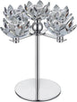 Crystal Candle Holders Lotus Candelabras Silver Arch Candlestick, Centerpiece Table, Home Hecor for Wedding, Dinning Room, Coffee Table, Kitchen, Living Room, Entryway (5 Arms, Taper Candle)