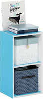 Furinno PASIR Book Shelf, 2-Tier Modern Bookshelf, Open Shelves Bookcase 9" x 12" x 21", for Living Room, Bedroom, Home Office, Light Blue/White