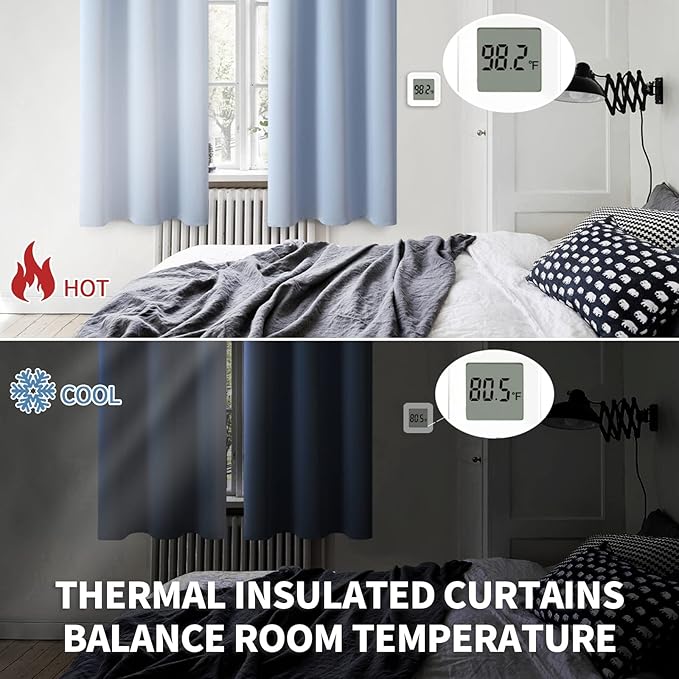 BGment Blackout Curtains for Living Room - Grommet Thermal Insulated Room Darkening Curtains for Bedroom, 2 Panels of 52 x 84 Inch, Spa Blue