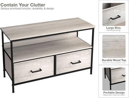 Sorbus TV Stand Dresser with 2 Drawers - Television Riser Chest with Storage - Bedroom, Living Room, Closet, & Dorm Furniture