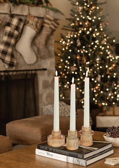 Vixdonos Taper Glass Candlestick Holders Tealight Candle Holders for Table Centerpieces, Wedding Decor and Dinner Party (6 Pcs, Gold)