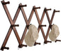 16 inch High Accordion Wall Hanger with 14 Hooks, Wooden Wall Expandable Coat Rack for Coat, Hats, Baseball Caps, Coffee Mug, Jewelry