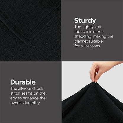 Utopia Bedding Fleece Blanket California King Size Black 300GSM Luxury Fuzzy Soft Anti-Static Microfiber Bed Blanket (102x96 Inch)