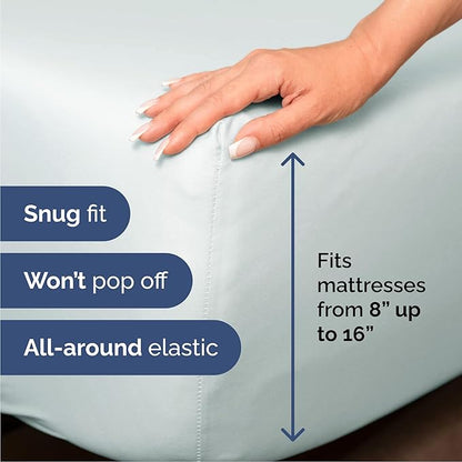 Cal King 6 Piece Sheet Set - Comfy Breathable & Cooling - Ultra-Soft Hotel Luxury Bedding Set w/ 8-16 Inch Deep Pockets - 1 Flat & 1 Fitted Sheet & 4 Pillowcases - Wrinkle Free & Easy Care - Ice Blue