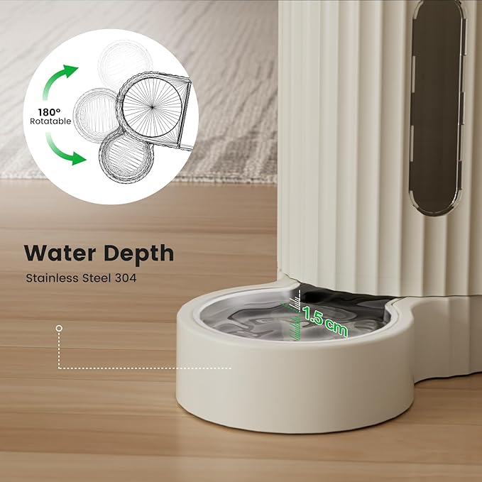 Gardner Pet Gravity Automatic 2-in-1 Pet Feeder, 0.8 Gallons*2 Cat Feeder and Water Dispenser Set, 100% BPA-Free Feeder and Stainless Steel Water Dispenser for Dogs, Cats, Rabbits, Puppies (Beige)-Mewly Pet