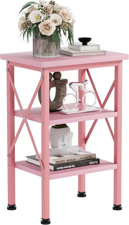 VECELO Modern Nightstands X-Design Side End Table Night Stand with Storage Shelf for Bedroom,Living Room,