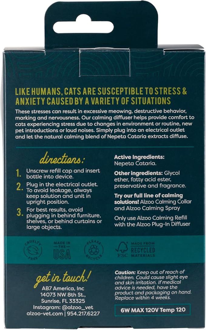 Calming Diffuser for Cats, Kit Includes 1 Plug-in Diffuser & 1 Refill, Helps Reduce Unwanted Stress-Induced Behavior, 100% Plant-Based Active Ingredients, Covers Up to 500 Sq. Ft, 1.52 Fl. Oz.-Mewly Pet