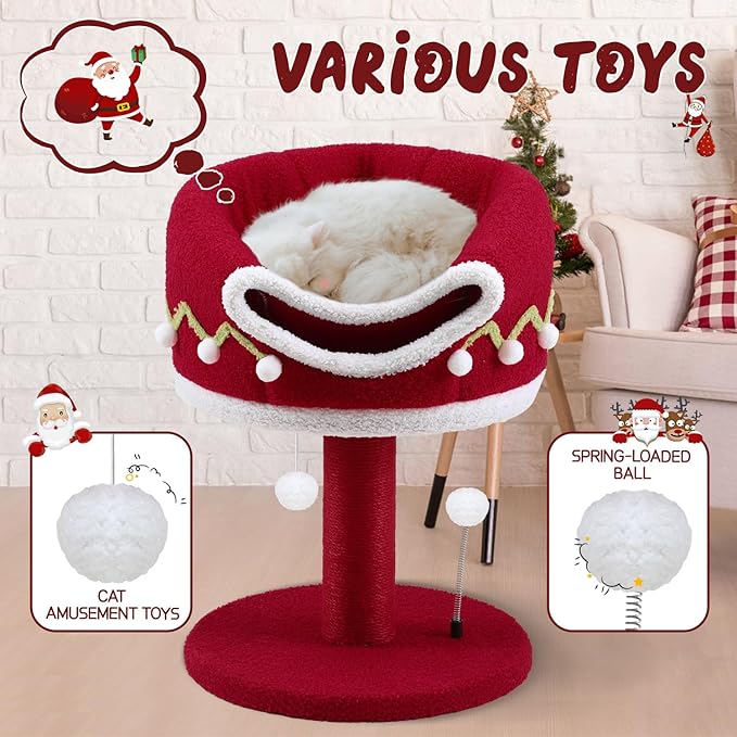 Luxury Treehouse Cat Tree for Indoor Large Cats,54.7'' Tall Modern Wood Cat Tower with 3 Level House,4*Cozy Perch,1*Soft Viewing Bed,Heavy Duty Wide Base,Sisal Scratching Post (33inch)-Mewly Pet