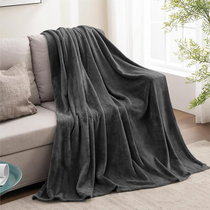 BEDELITE Fleece Blanket Charcoal Grey Throw Blankets for Couch & Bed, Luxury Plush Cozy Fuzzy 50x70 inches, Super Soft Warm Lightweight Throw for Travel Camping