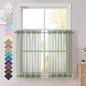 OVZME Sage Green Sheer Curtains 36 inches Long, Short Kitchen Window Treatment Solid Sheers Cafe Curtains Bathroom Voile Half Window Panels, Rod Pocket, 42" Wx36 L